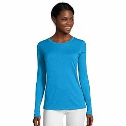 Women's Hanes® Cool Dri Long-Sleeve Performance Tee Awesome Blue 8 Women's Hanes® Cool Dri Long-Sleeve Performance Tee Awesome Blue -Hanes Shop unnamed file 1009