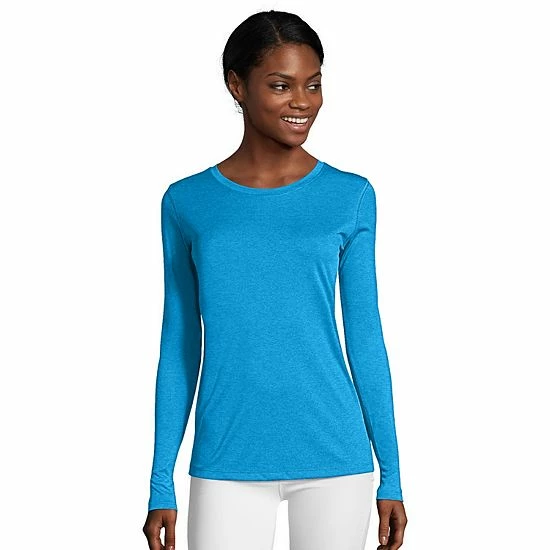 Women's Hanes® Cool Dri Long-Sleeve Performance Tee Awesome Blue Women's Hanes® Cool Dri Long-Sleeve Performance Tee Awesome Blue -Hanes Shop unnamed file 1009
