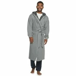 Men's Hanes® 1901 Athletic Hooded Cotton Fleece Robe Blue
