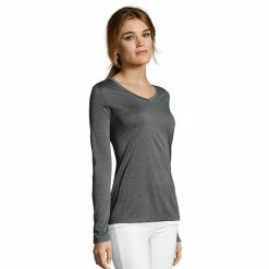 Women's Hanes® Cool Dri Long-Sleeve Performance V-Neck Tee Granite Heather -Hanes Shop unnamed file 1124
