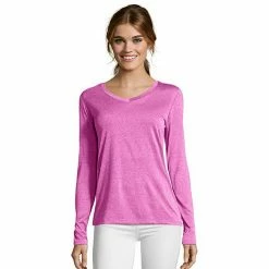 Women's Hanes® Cool Dri Long-Sleeve Performance V-Neck Tee Granite Heather -Hanes Shop unnamed file 1127