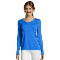 Women's Hanes® Cool Dri Long-Sleeve Performance V-Neck Tee Granite Heather -Hanes Shop unnamed file 1131