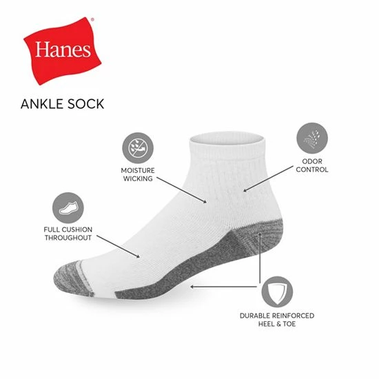 Men's Hanes Ultimate® 8-Pack X-Temp Ultra Cushion Ankle Socks White Men's Hanes Ultimate® 8-Pack X-Temp Ultra Cushion Ankle Socks White -Hanes Shop unnamed file 121