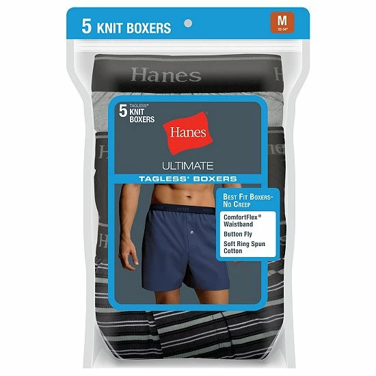 Men's Hanes Ultimate® 5-pack Knit Boxers 2 Men's Hanes Ultimate® 5-pack Knit Boxers - Image 2