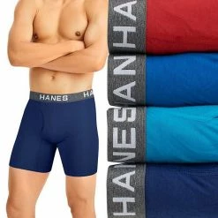 Men's Hanes Ultimate® ComfortFlex Fit 4-pack Boxer Briefs Black Gray