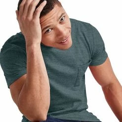 Men's Hanes Originals Tri-Blend Jersey Pocket Tee Red River Clay Heather -Hanes Shop unnamed file 1563