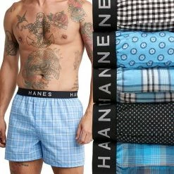 Men's Hanes Ultimate® 5-pack Plaid Woven Boxers Tartan Plaid