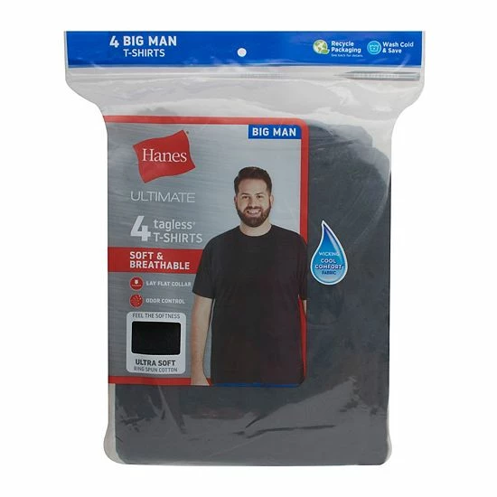 Big & Tall Hanes Ultimate® Cool Comfort® FreshIQ® Crewneck 4-Pack Tee Big & Tall Hanes Ultimate® Cool Comfort® FreshIQ® Crewneck 4-Pack Tee -Hanes Shop unnamed file 1649