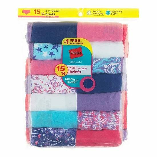 Girls Hanes Ultimate® Cotton Brief Panties 14+1 Bonus Pack Multi Girls Hanes Ultimate® Cotton Brief Panties 14+1 Bonus Pack Multi -Hanes Shop unnamed file 1939