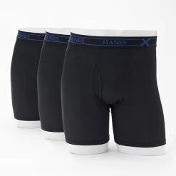 Big & Tall Hanes® 3-pack X-Temp Performance Boxer Briefs Black Blue Print