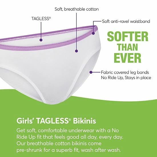 Girls Hanes Ultimate® Cotton Bikini Panties 14+1 Bonus Pack Multi Color Girls Hanes Ultimate® Cotton Bikini Panties 14+1 Bonus Pack Multi Color -Hanes Shop unnamed file 1956
