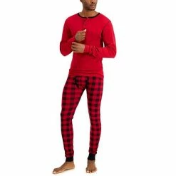Men's Hanes Henley & Long John Pants Pajama Set Red -Hanes Shop unnamed file 2007