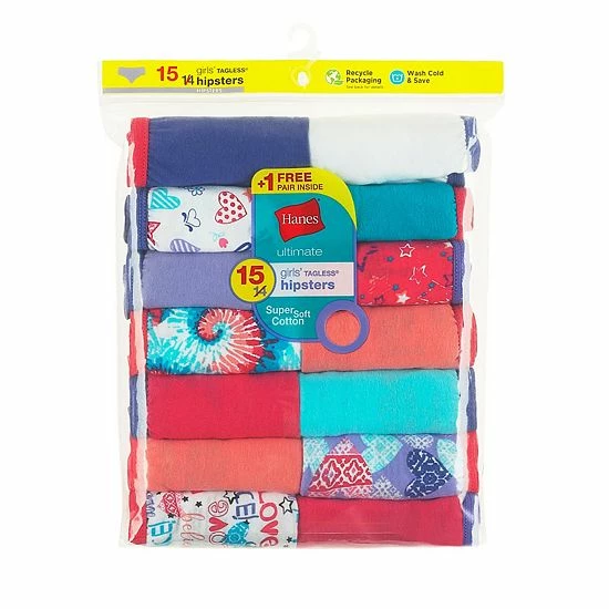 Girls Hanes Ultimate® Cotton Hipster Panties 14+1 Bonus Pack Multi Color Girls Hanes Ultimate® Cotton Hipster Panties 14+1 Bonus Pack Multi Color -Hanes Shop unnamed file 2016
