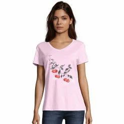 Women's Hanes® Short Sleeve V-Neck Graphic Tee Hello Hello Hello
