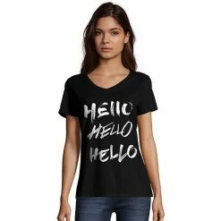 Women's Hanes® Short Sleeve V-Neck Graphic Tee Hello Hello Hello -Hanes Shop unnamed file 2040