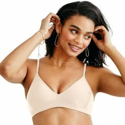 Hanes Ultimate® Bra: Comfy Support Wire-Free T-Shirt Bra HU11 Nude Mini Stripe -Hanes Shop unnamed file 2097