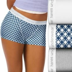 Women's Hanes Ultimate® Classic 3-pack Boyfriend Boxer Brief Panty Set 45UCBB Berry Blue Dot Pr -Hanes Shop unnamed file 2104