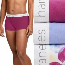 Women's Hanes Ultimate® Classic 3-pack Boyfriend Boxer Brief Panty Set 45UCBB Berry Blue Dot Pr -Hanes Shop unnamed file 2112