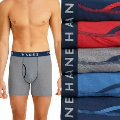 Men's Hanes Ultimate® 5-pack Exposed Waistband Boxer Brief Blue Navy Assorted -Hanes Shop unnamed file 31
