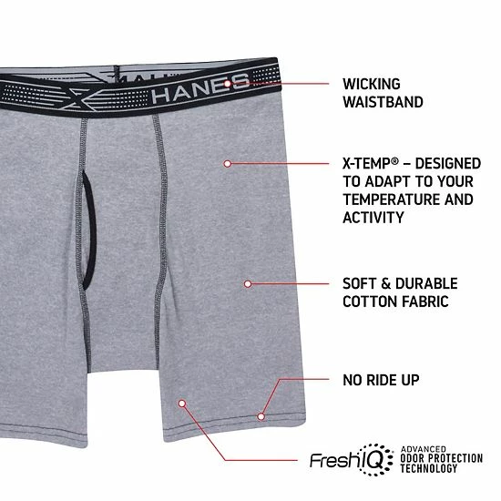 Men's Hanes® 4-pack Sport X-Temp Comfort Boxer Briefs Black Gray Men's Hanes® 4-pack Sport X-Temp Comfort Boxer Briefs Black Gray -Hanes Shop unnamed file 346