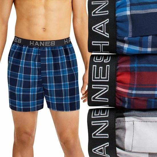 Men's Hanes Ultimate® ComfortFlex Fit 3-pack Stretch Woven Boxers Blue Plaid Men's Hanes Ultimate® ComfortFlex Fit 3-pack Stretch Woven Boxers Blue Plaid -Hanes Shop unnamed file 356