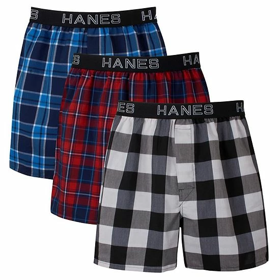 Men's Hanes Ultimate® ComfortFlex Fit 3-pack Stretch Woven Boxers Blue Plaid Men's Hanes Ultimate® ComfortFlex Fit 3-pack Stretch Woven Boxers Blue Plaid -Hanes Shop unnamed file 357