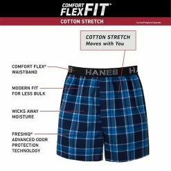 Men's Hanes Ultimate® ComfortFlex Fit 3-pack Stretch Woven Boxers Blue Plaid 2 Men's Hanes Ultimate® ComfortFlex Fit 3-pack Stretch Woven Boxers Blue Plaid -Hanes Shop unnamed file 358