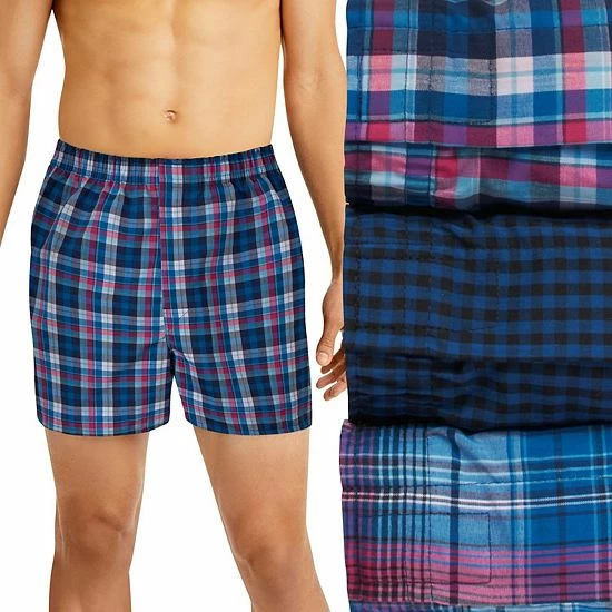 Men's Hanes Ultimate® ComfortFlex Fit 3-pack Stretch Woven Boxers Blue Plaid Men's Hanes Ultimate® ComfortFlex Fit 3-pack Stretch Woven Boxers Blue Plaid -Hanes Shop unnamed file 361