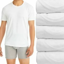 Men's Hanes UltimateĀ® Comfort Fit Stretch 4-Pack + 1 Bonus Crewneck Tees White