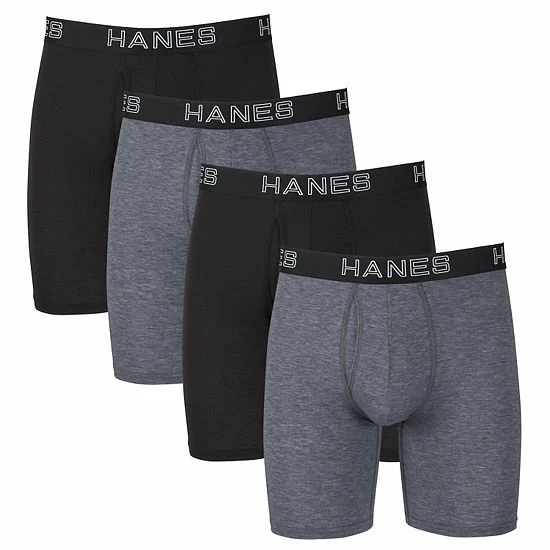 Men's Hanes® 4-pack Ultimate Comfort Flex Fit Total Support Pouch™ Long-Leg Boxer Briefs Black Gray Men's Hanes® 4-pack Ultimate Comfort Flex Fit Total Support Pouch™ Long-Leg Boxer Briefs Black Gray -Hanes Shop unnamed file 522