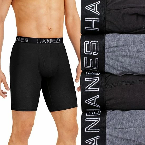 Men's Hanes® 4-pack Ultimate Comfort Flex Fit Total Support Pouch™ Long-Leg Boxer Briefs Black Gray Men's Hanes® 4-pack Ultimate Comfort Flex Fit Total Support Pouch™ Long-Leg Boxer Briefs Black Gray -Hanes Shop unnamed file 525