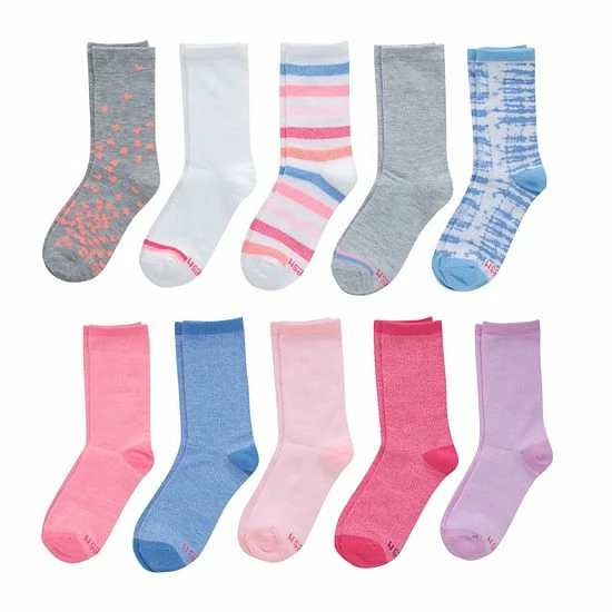 Girls Hanes Ultimate® 10-Pack Crew Socks 1 Girls Hanes Ultimate® 10-Pack Crew Socks