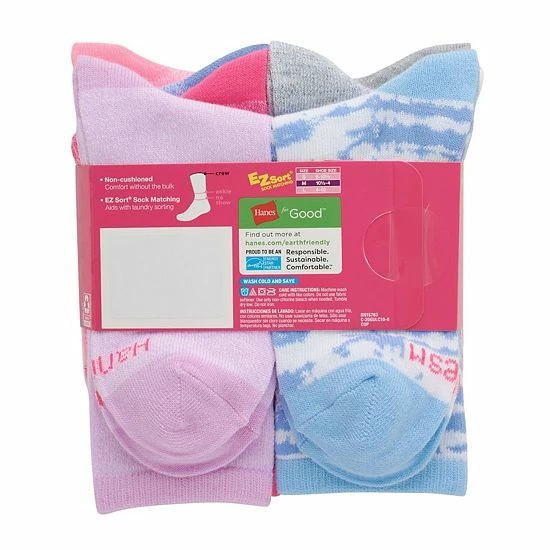 Girls Hanes Ultimate® 10-Pack Crew Socks 3 Girls Hanes Ultimate® 10-Pack Crew Socks - Image 3