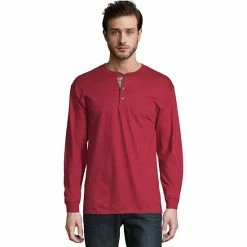 Men's Hanes® Beefy Heavyweight Henley Mulled Berry -Hanes Shop unnamed file 652