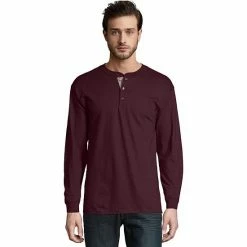Men's Hanes® Beefy Heavyweight Henley Mulled Berry -Hanes Shop unnamed file 653