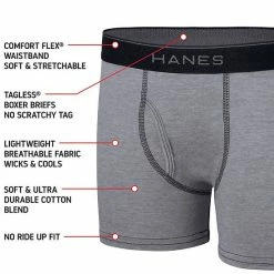 Boys 8-20 Hanes® 5+1 Bonus Pack Ultimate Boxer Briefs Black Gray -Hanes Shop unnamed file 688