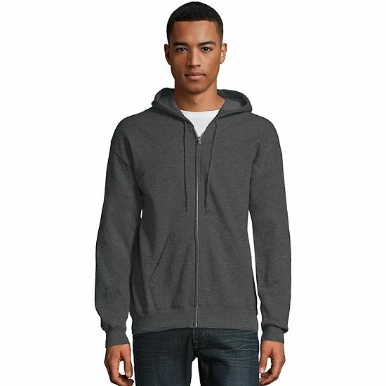 Men's Hanes® EcoSmart Fleece Full-Zip Hooded Jacket White1 15 Men's Hanes® EcoSmart Fleece Full-Zip Hooded Jacket White1 - Image 15