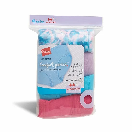 Girls Hanes Ultimate® 4-Pack Comfort Period Hipster Panties Girls Hanes Ultimate® 4-Pack Comfort Period Hipster Panties -Hanes Shop unnamed file 880